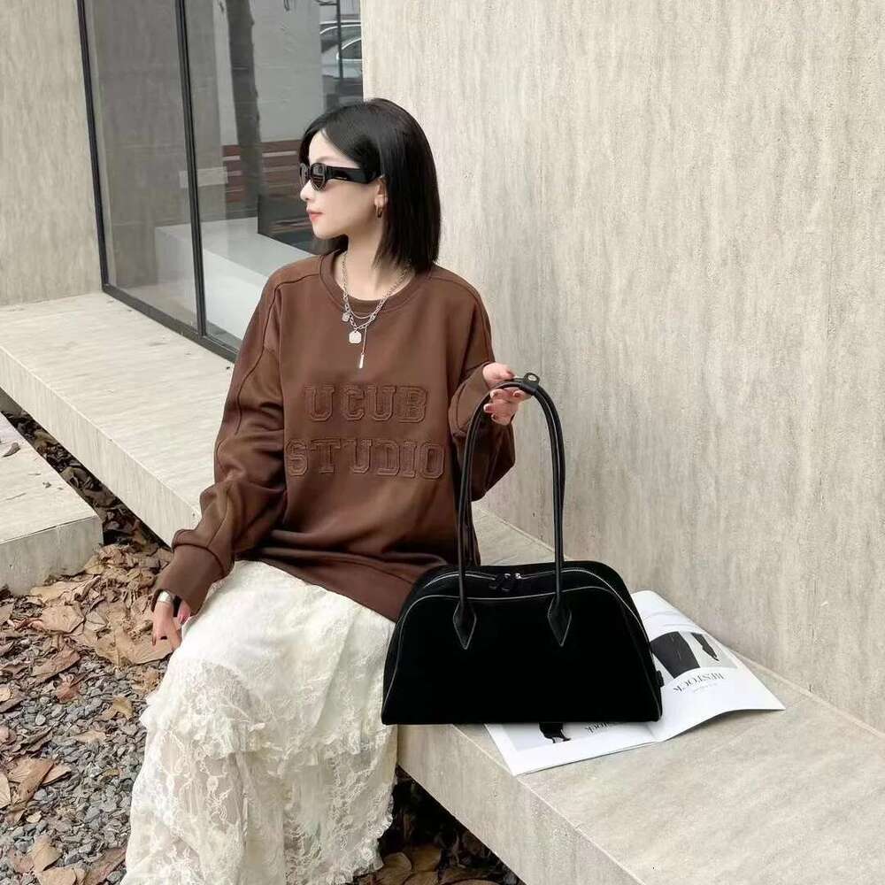 Women's Suede Cowhide Boston Popular Bowg Style Genuine Leather Ladies Handle Bag