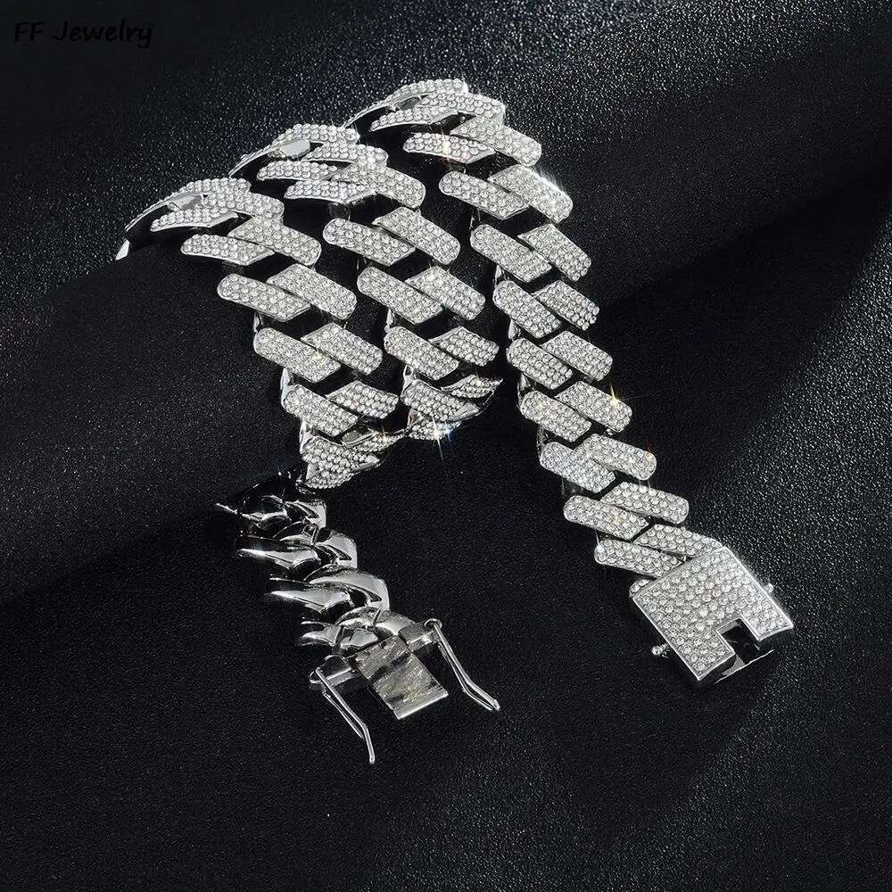 20mm Cuban k Chain for Men Iced Out Choker Necklace Prong Setting Cubic Zirconia Big Heavy Chunky Hip Hop Jewelry