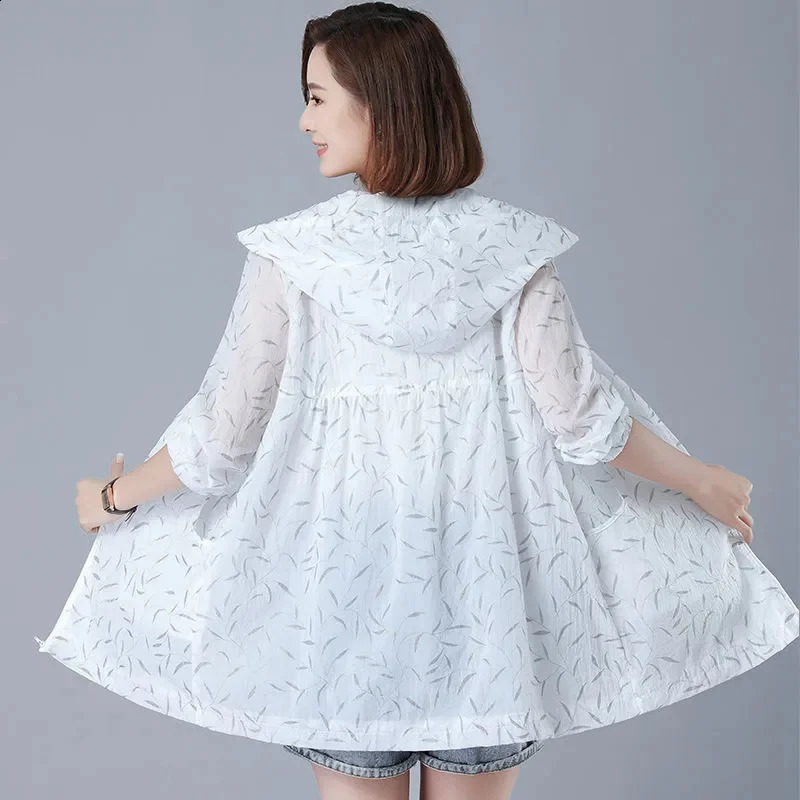 Women Jacket Spring Summer Thin Coat Oversized Womens Zipper Hooded Outwear Casual Loose Female Windbreaker 250228