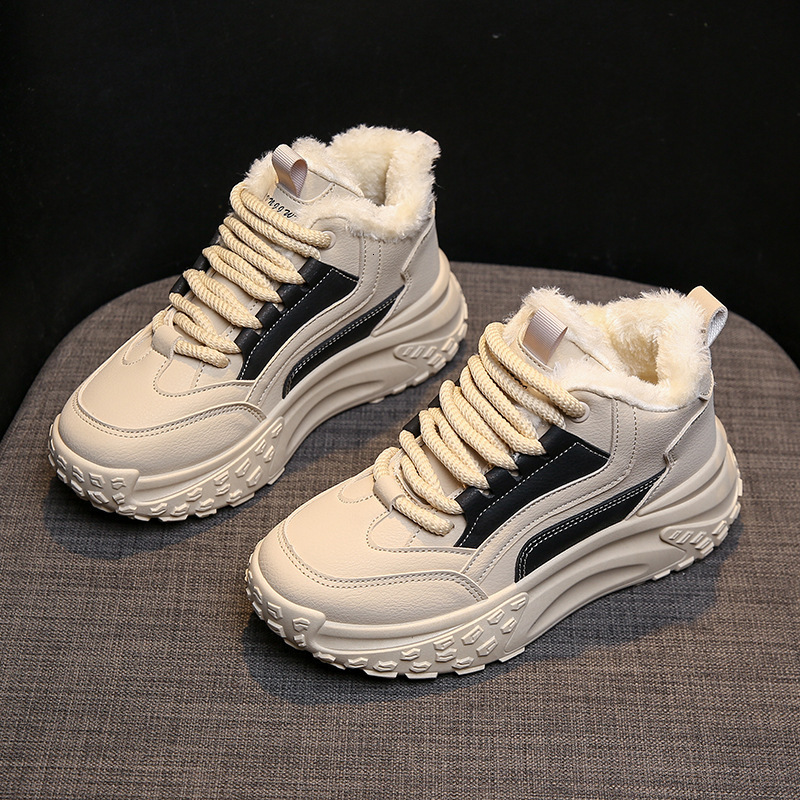 Velvet White Shoes 2025 Designer s New Winter Sports And Leisure High Top High Rise Thick Velvet Women's Outdoor Sports And Leisure Warm Shoes