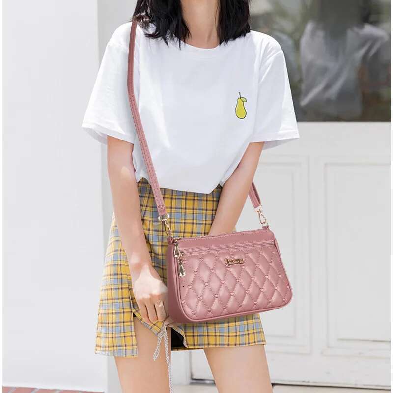 PU Leather Crossbody Bags Zipper New Fashion Shoulder Bag For Women Large Capacity Embroidery Thread Small Purse And Handbags