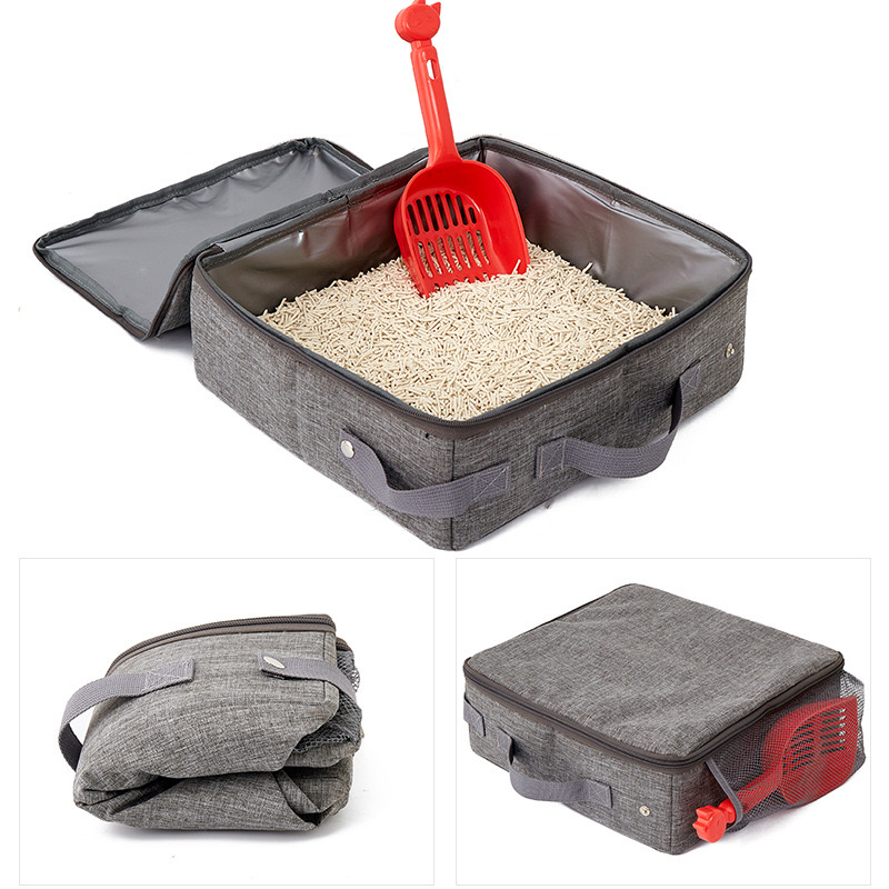 Foldable travel litter box Oxford Cloth Go out portable Pet bag Inside Mobile cat toilet
