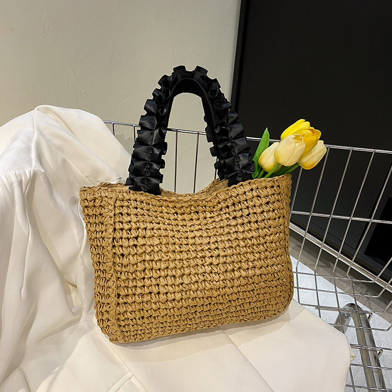 2025 Summer Straw Handbag Ins Wind Seaside Resort Handmade Woven Fashion Handheld Single Shoulder Underarm Bag #swissmilitary