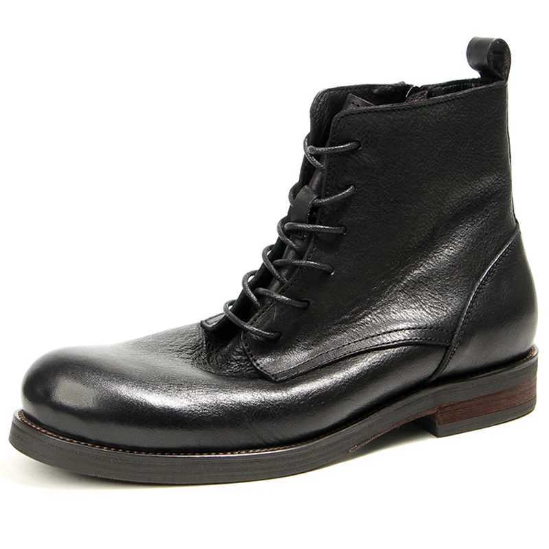 Cowhide Mens Boots Genuine Leather Shoes Men Side Zipper Men Ankle Boots Handmade Leather Boots Luxury Mens Formal Shoes Z250303