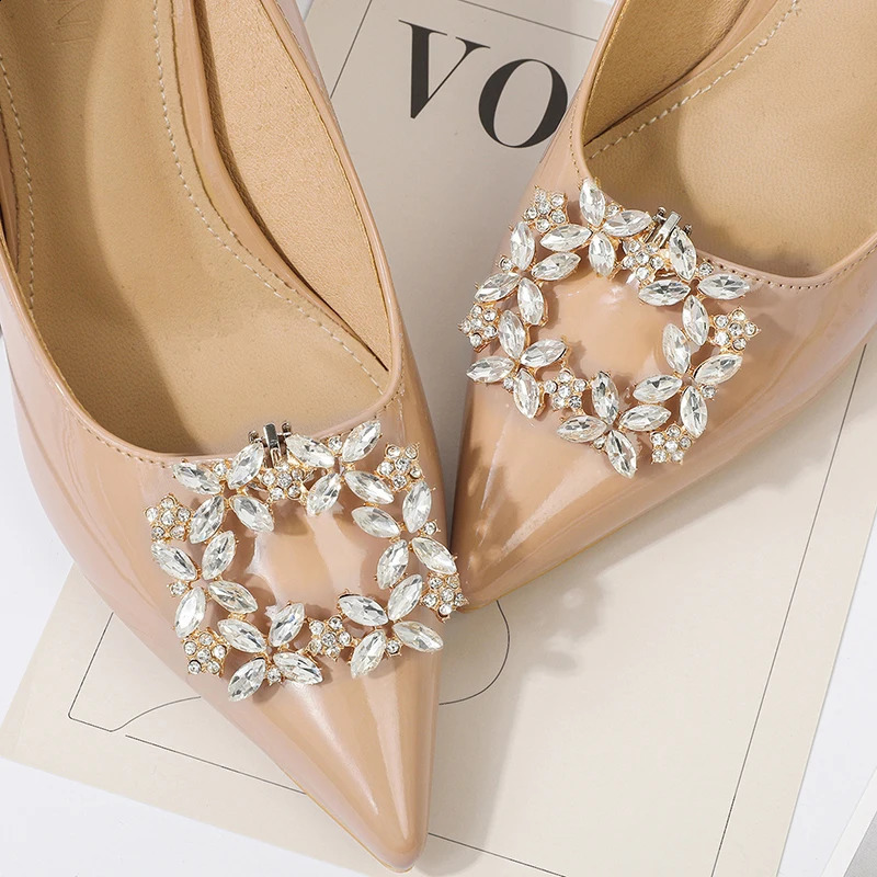 1PC Lady Shoe Clips Women High Heel Charm Jewelry Shoes Rhinestones Crystal Decoration Wedding Bride Shoes Decoration 250218