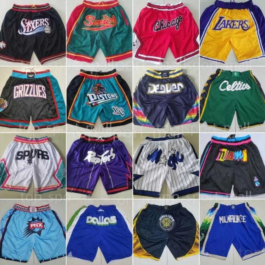 Mens Team Basketball Short Just Don Shorts Pockets Zipper Baseball Football Sport Wear Casual Pants Gym Sweatpants Justdon Stitched