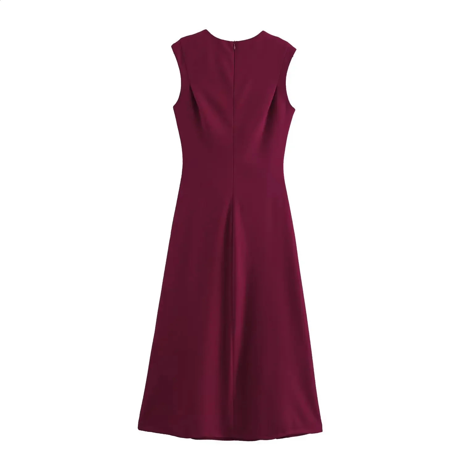 Trafshe Womens Sleeveless Folded MIDI Elegant Party Dress Vneck SpringSummer 250303Z