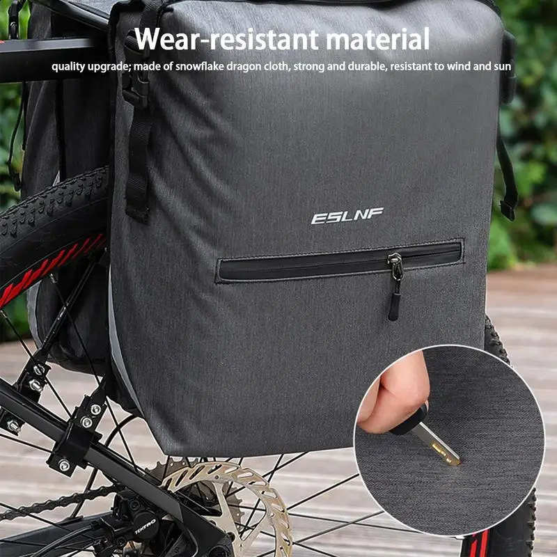 Ship from US Portable Waterproof Bicycle Bag 28L Rear Rack Trunk Bike Luggage Tail Seat Pannier Double Bag 250228FBB