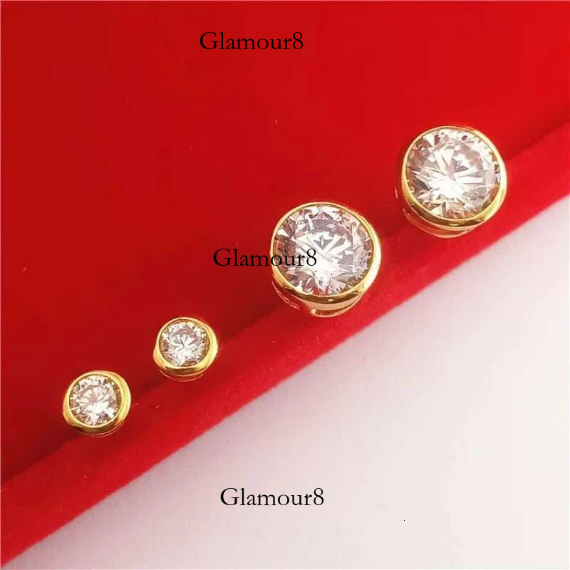 1 Pair/2 Pcs Cubic Zirconia Stud Earrings for Women Gold/ Sier Color Moissanite Earing Set Fashion Jewelry Size 3-8 MM