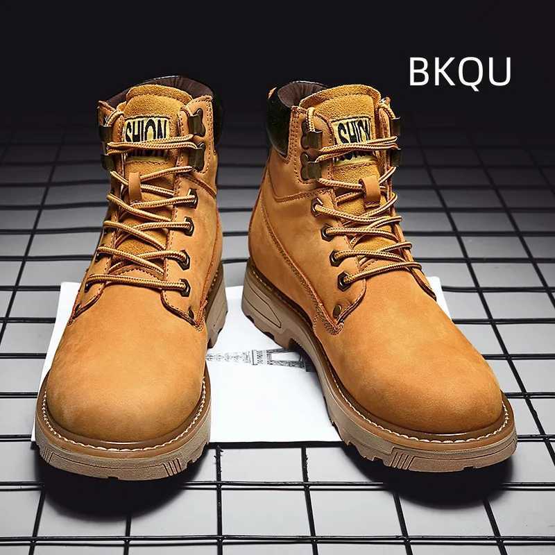 Leather Boots for Men Round Toe Comfortable Trendy All-match Wear-Resistant Outdoor Platform Non-slip Shoes Spring Autumn Main Z250303