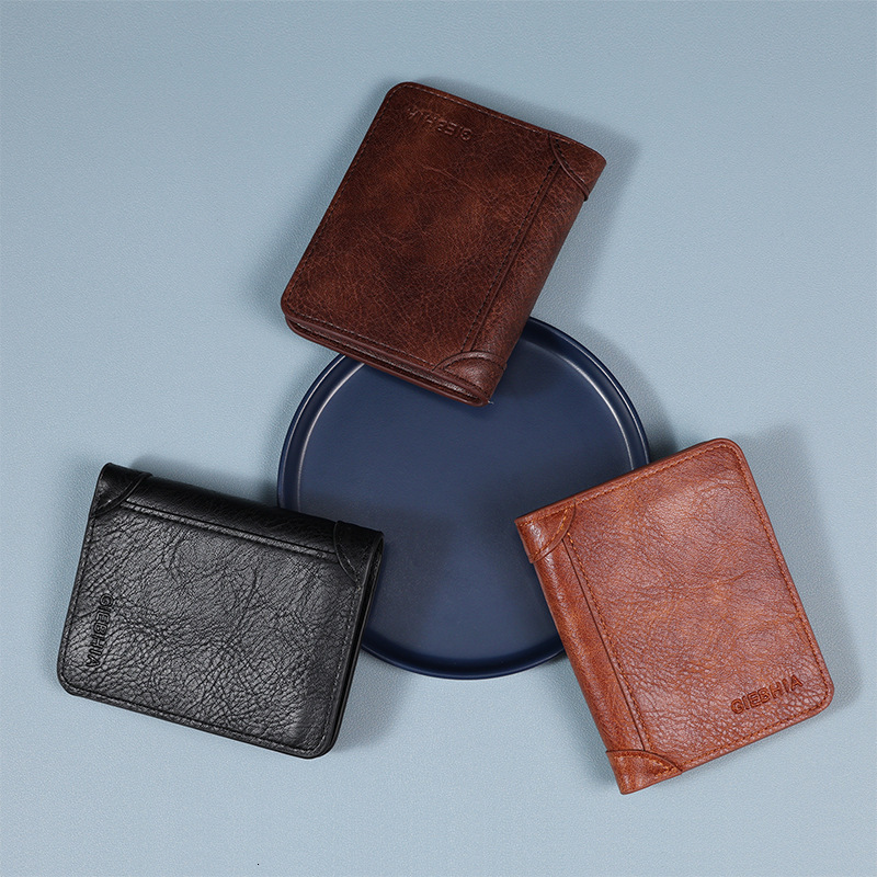 Ship from US Mens Wallet Vintage PU Leather Short Bifold with Coin Pocket Credit Card Holder 250228FBB