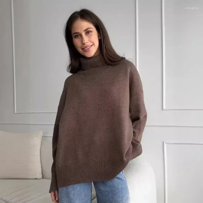 Women's Sweaters 2025 High Collar Sweater Explosive Comfortable Loose Versatile Set Head For Women In Europe And Spring