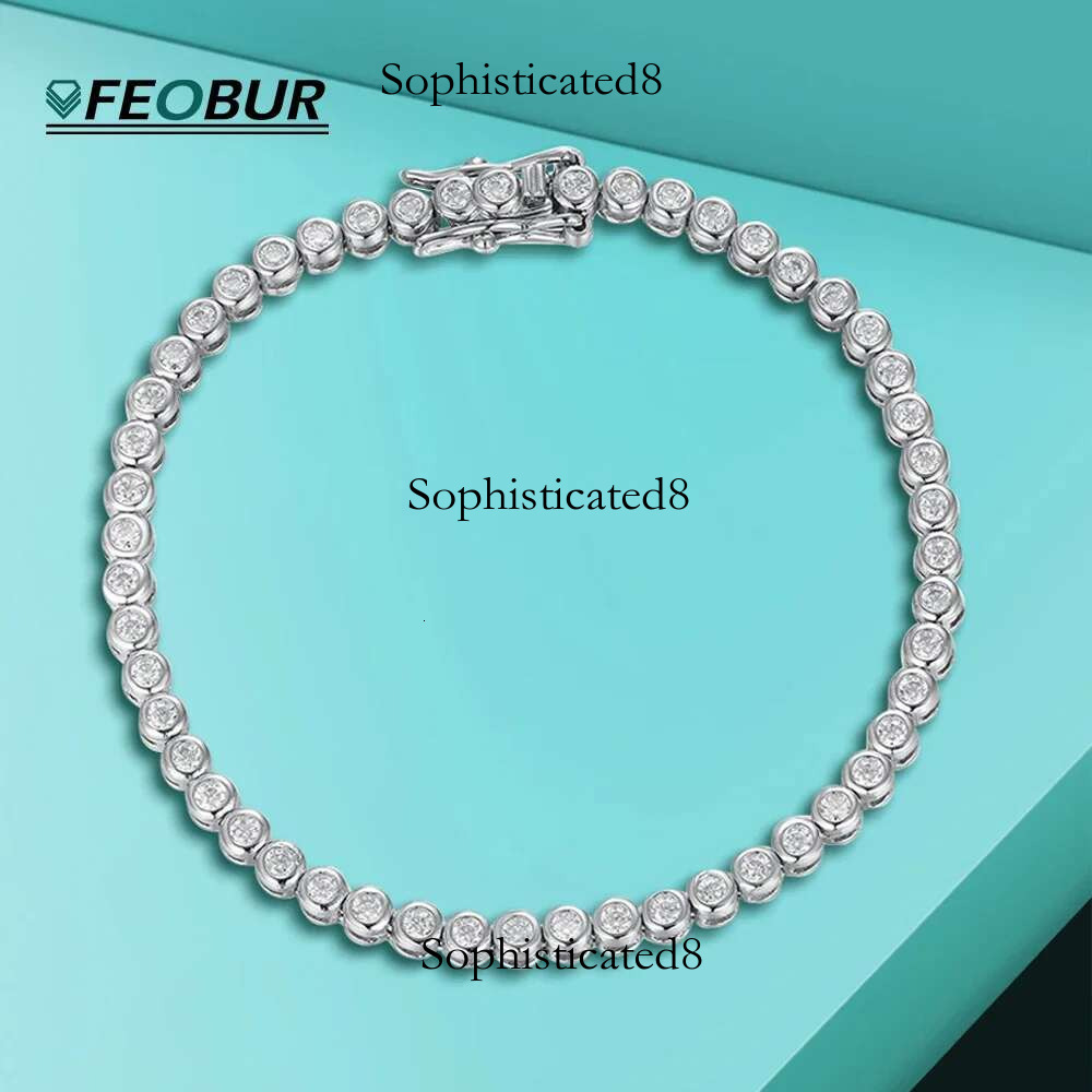 Certified 2/3mm Moissanite Tennis Bracelet for Women Original S Sterg Sier Round Bubble Dia Bracelets Jewelry GRA