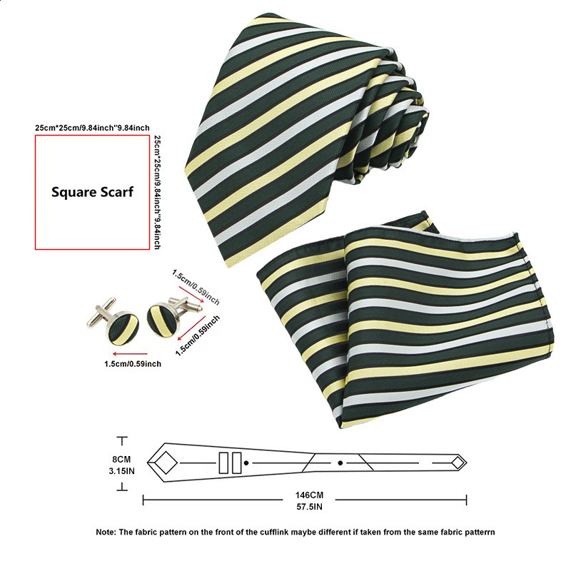 Mens tie pocket towel cufflink set striped tie 8cm hand tie square scarf workplace 230216