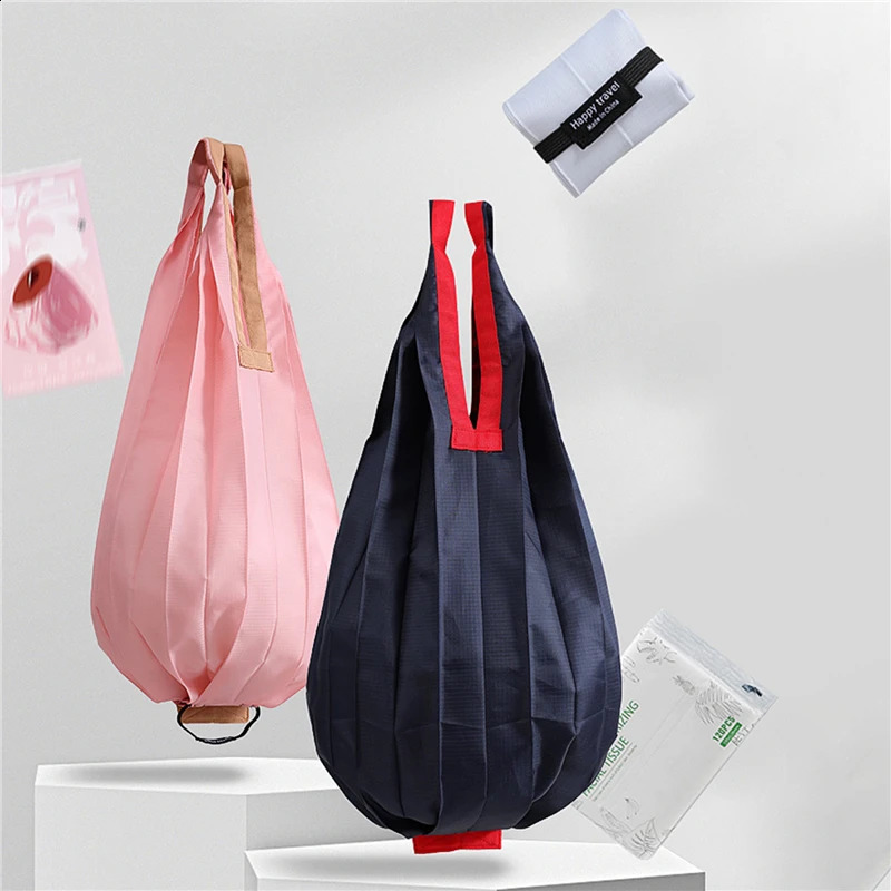 Nylon reusable shopping bag large portable environmentally friendly foldable shoulder handbag 250221