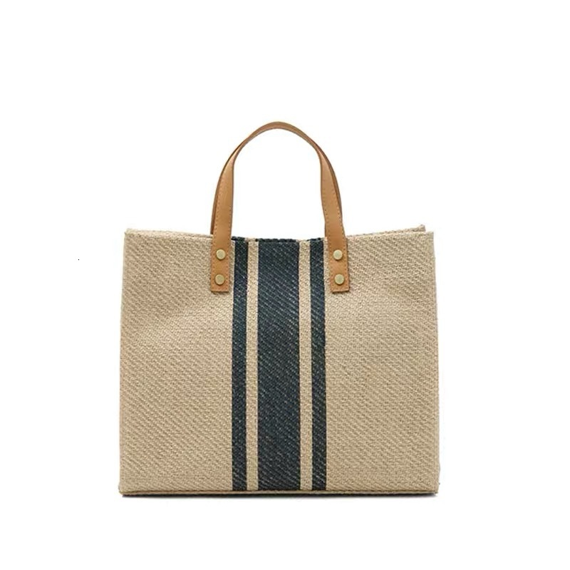 toteBag Shoulder bag ROSE NOIRE Version Of Portable Briefcase, Business Commuting Striped Capacity Square Canvas Large Bag, Women's Bag