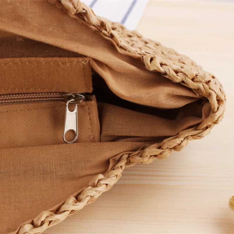 New Arrival New Simple Round Large Capacity Shoulder Straw Bag Skeleton Handmade Woven Bag Seaside Beach Fashion Womens Bags T250303