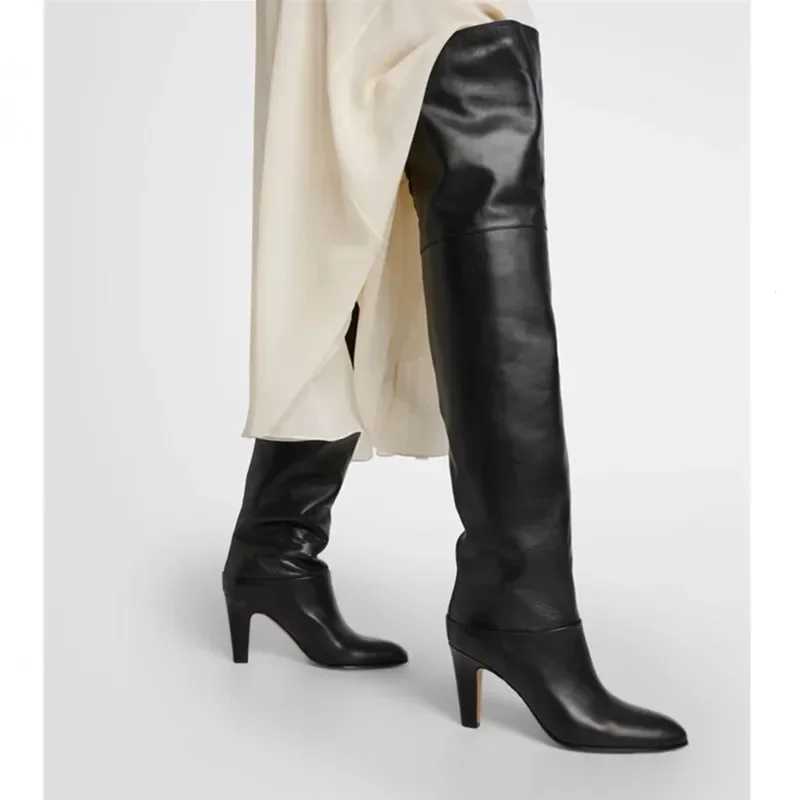 European and American Fashion High Heels Over The Knee Fashion Show Boots for Women Autumn and Winter Strap Knight Boots Z250303