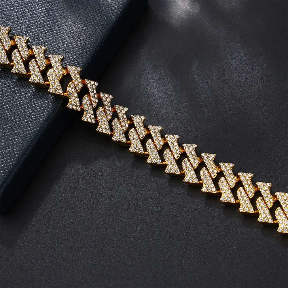 HIP HOP 14MM Cuban k Chain 2Row Iced Out Rapper Heavy Necklaces Bracelet For Men Women Choker Jewelry