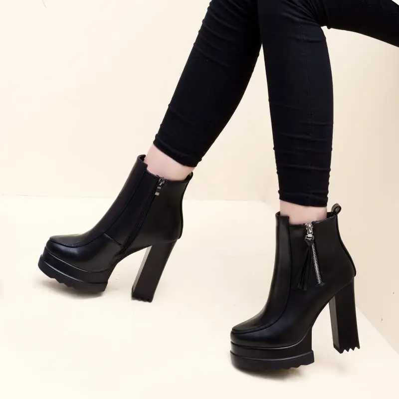 Women Boots High Heels Zipper Boots-Women Platform Luxury Designer Female Shoes Round Toe Stiletto 2024 Lolita FAshion Rub Z250303