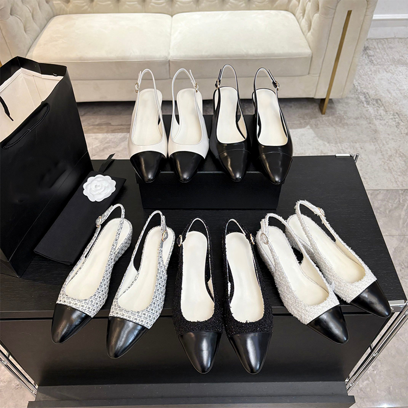 Summer women's Pointed Toe slingback Wedge sandals Buckle Strap open-back summer party slippers luxury designers shoes factory footwear