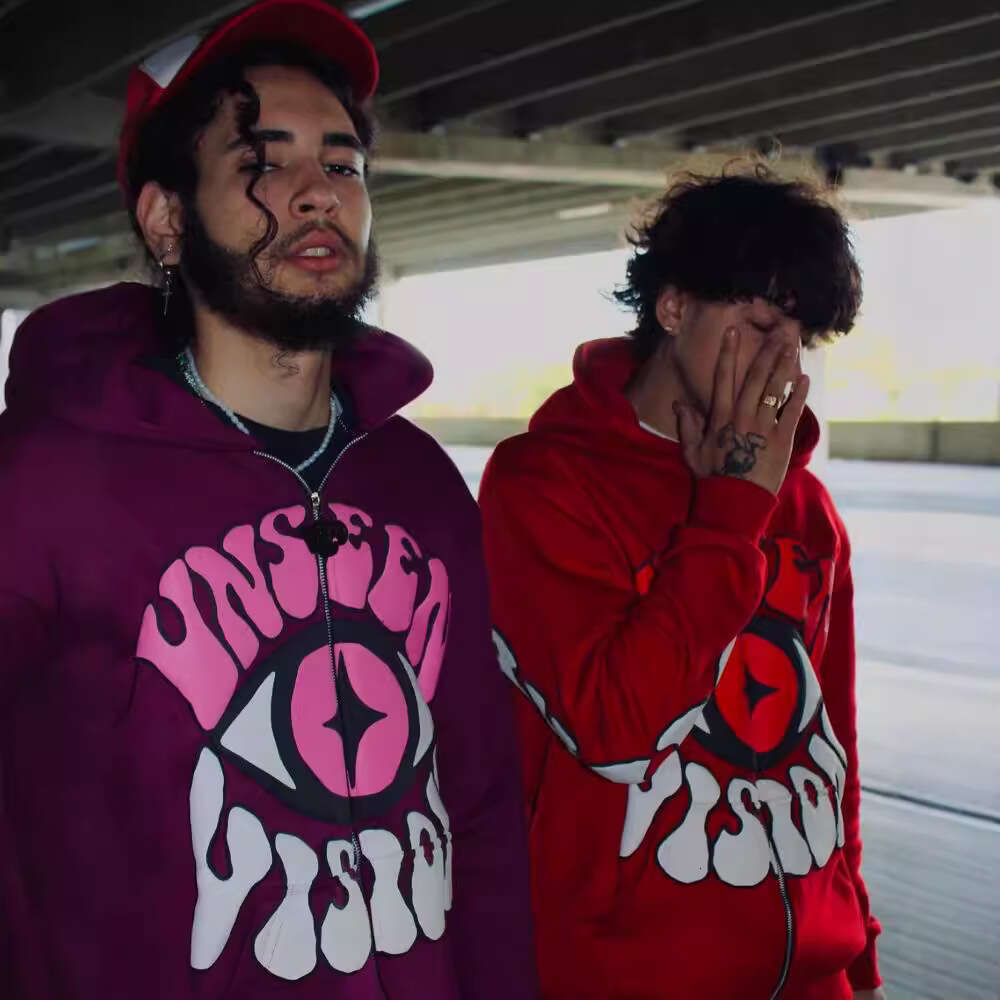 new street hip-hop foam letter printed cardigan zipper youth casual hoodie trend