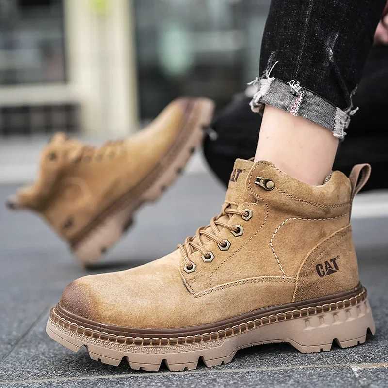 High quality mens boots genuine leather mens hiking boots new comfortable soft and wear-resistant mens platform shoes Botas Para Hombre Z250303