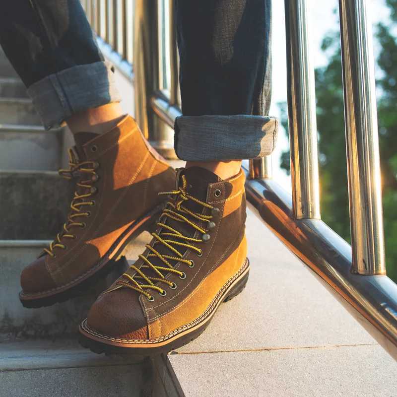 ZFTL Mens Boots Man Ankle Boots Casual Lace up Boots Male Handmade Sewing tooling boots Cow Leather Desert boots Mens 2023 Z250303