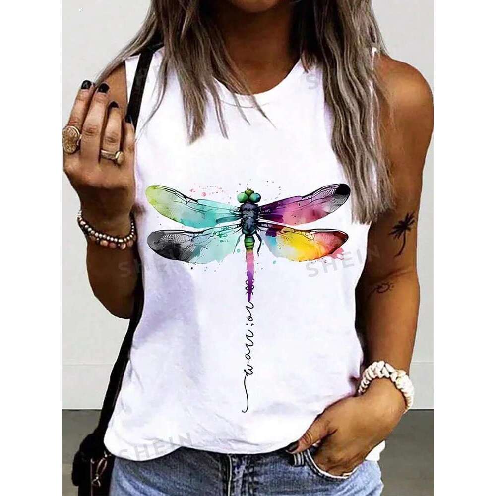 New Urban 2025 Street Fashion Crew-neck Summer Daily Casual Women's Tank Top wer Print Sleeveless T-shirt