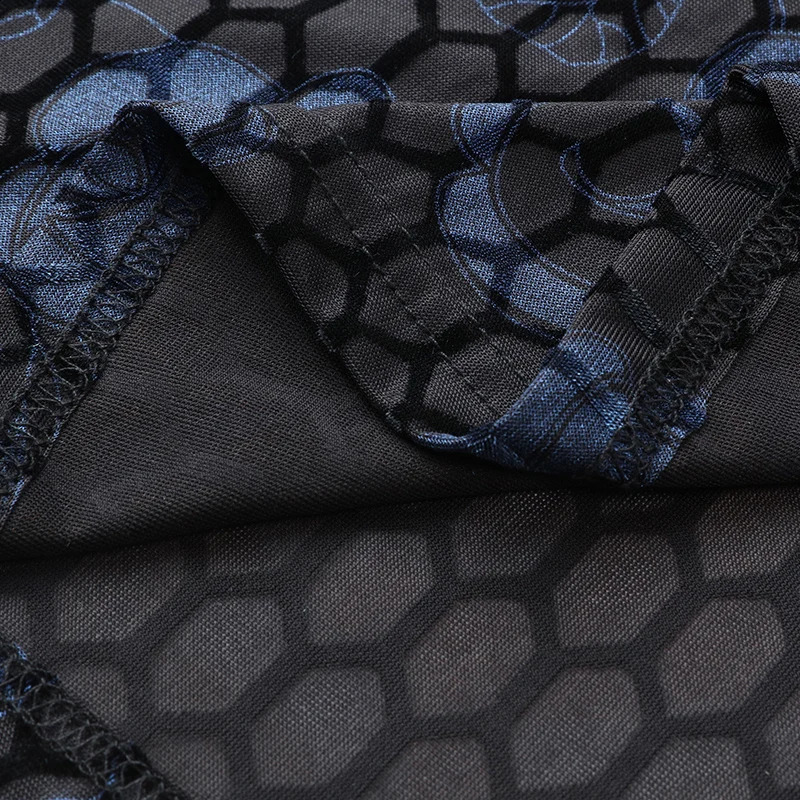 Blue Floral Mesh Hollow Polo Shirts For Men Short Sleeved Fashion Summer Quality Velvet Soft Comfortable Silky Mens Shirts 250228