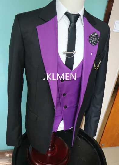 New Costume Slim Fit Men Suits Slim Fit Business Suits Groom Black Tuxedos for Formal Wedding Suits Jacket Pant Vest 3 Pieces M250303