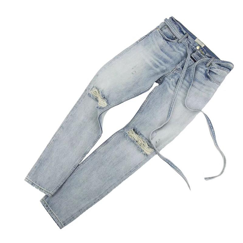Fashion Hole Jeans Street Skateboard Pant Casual Denim Trousers Fitness Track Pants