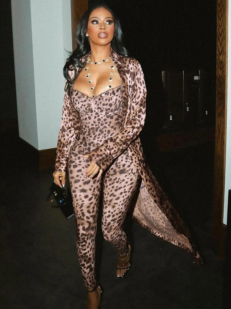 Weird Puss Sexy Jumpsuit Women Sleeveless 2025 Sexy Trend Leopard Print Sleeveless Street Fit Stretch Activity Workout Overalls 250303