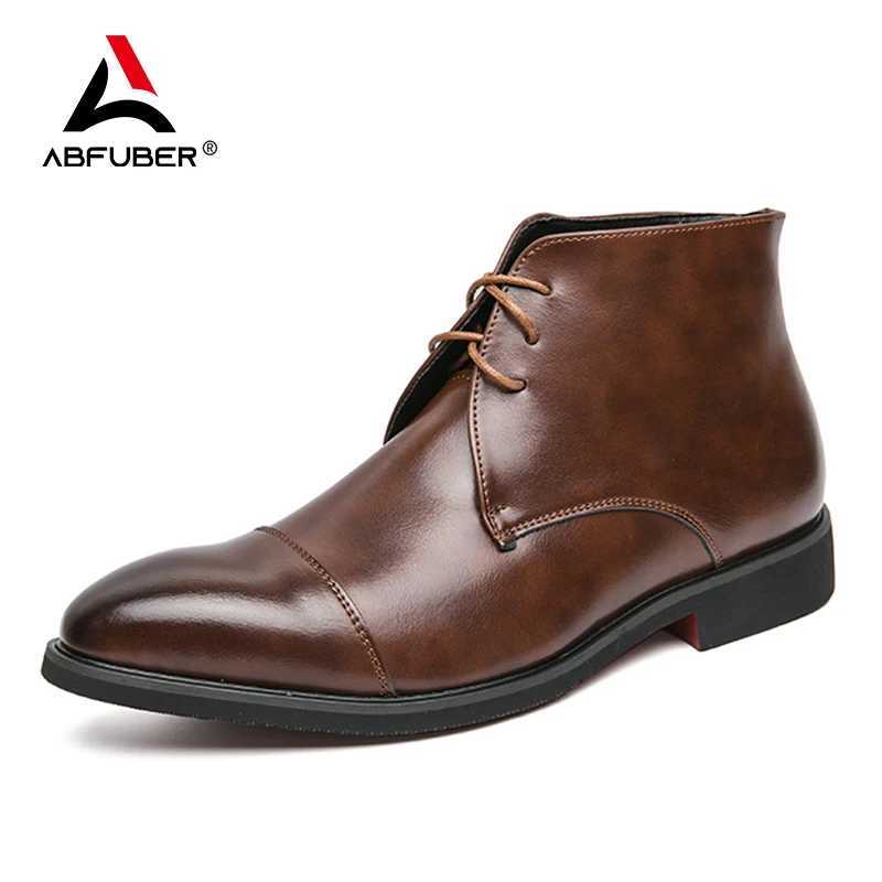 Luxury Leather Men Boots Solid Simplicity Pointed Toes Dress Leather Boots Men Fashion High Top Boots Party My Shoes Business Z250303