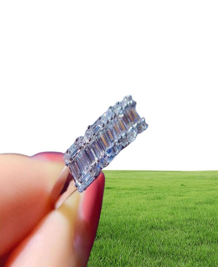 Wedding Rings Baguette Cut Lab Diamond Promise Ring 925 Sterling Silver Engagement Band For Women Bridal Fine Party Jewelry Gift9672459