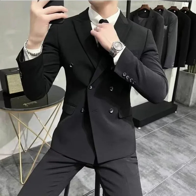 Full Mens Suits and Blazers Double Breasted Casual Business Pants Ceremony Trends 2 Piece Outfit Set Male Costumes Fashion 250224