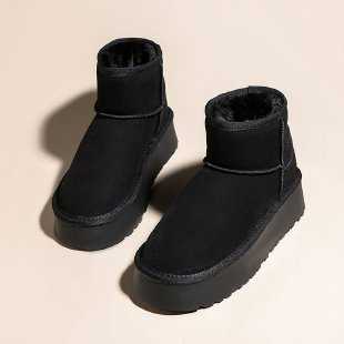 Snow for women thick soled outer shoes winter new styles fur round toe sponge sole with plush short boots 250309
