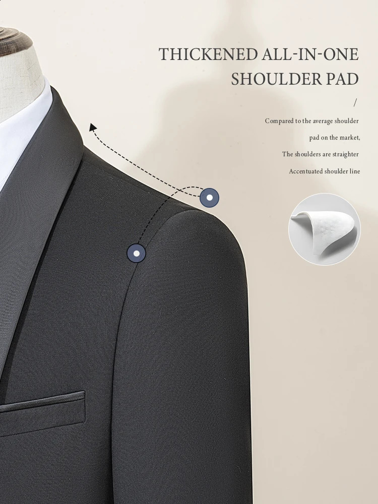 ST Cassy Mens suit black collar formal wedding dress threepiece orthodox vest pants 250224