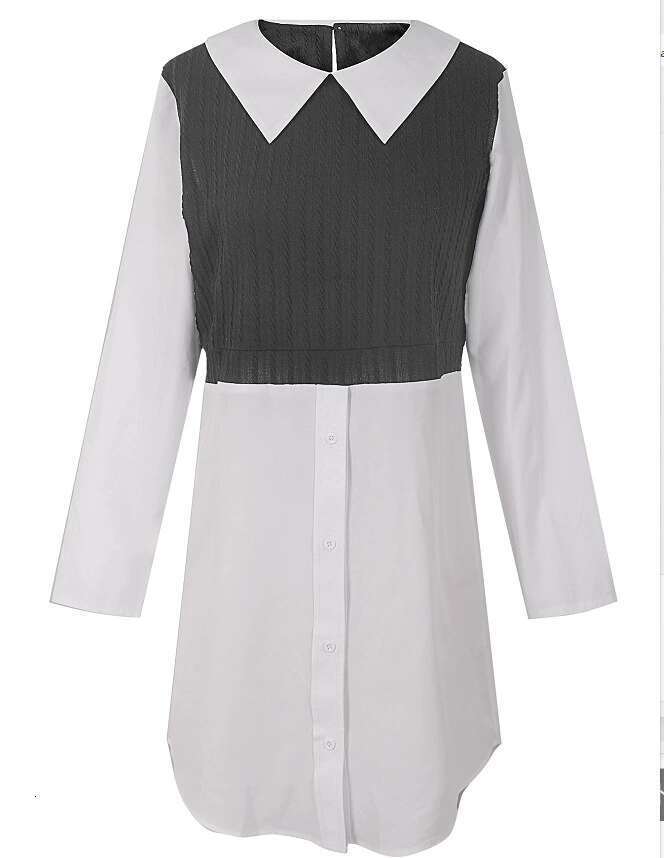 Women's Wear Textured Colorblock Polo Collar Blouse, Elegant Long Sleeve Blouse For Spring & Fall, Women's Clothing