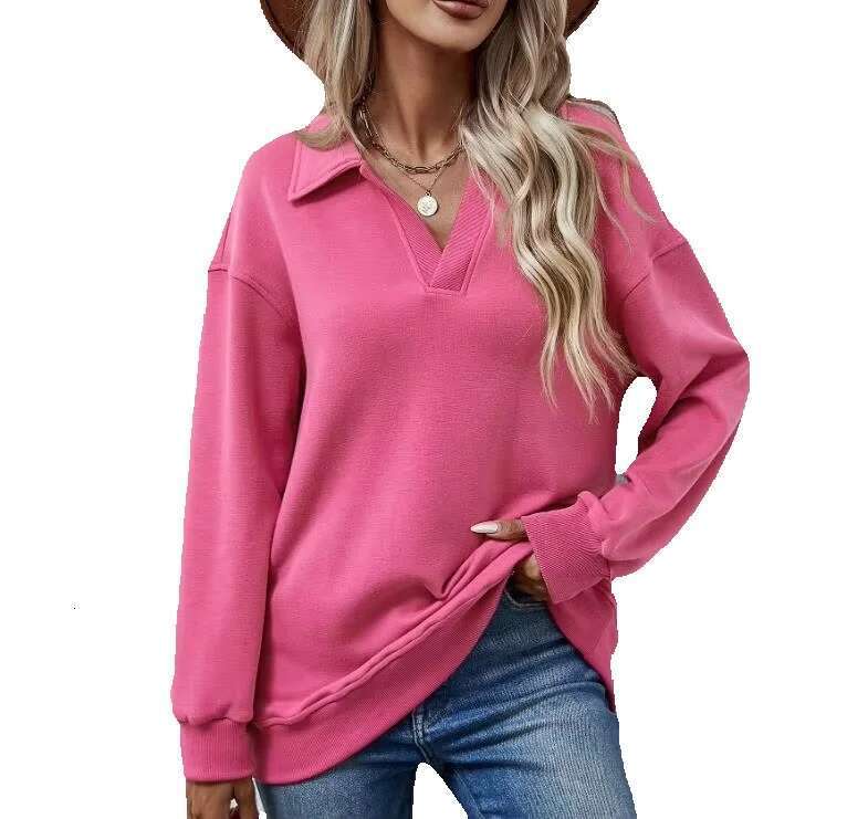 2023 Autumn/Winter Women Lady Girls Fashion New Polo Collar Long Sleeved Loose Veet Hoodies Women's Top