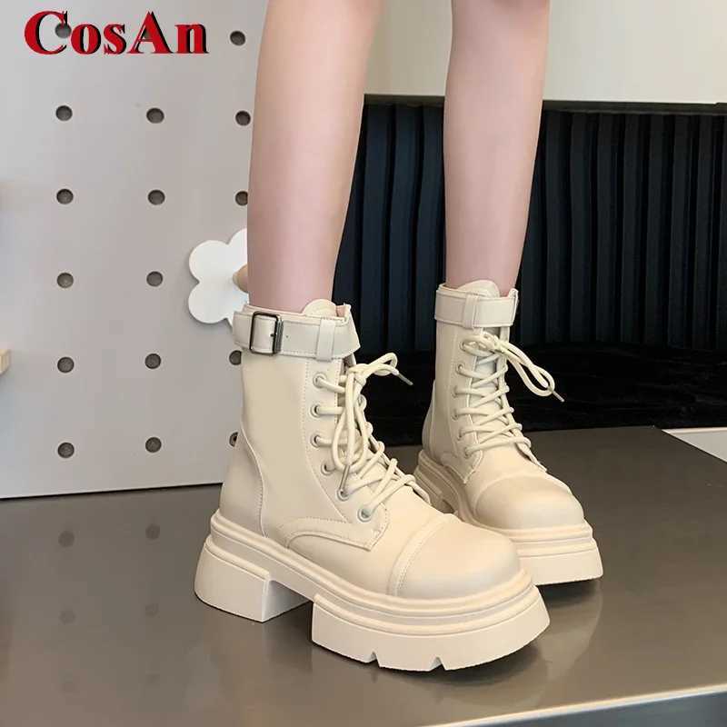 CosAn Boots Vintage Shoes Increase Flang Soft-Sold Daily Flat Base Cosplay Girl Female Woman New Spring Autumn Winter Z250303