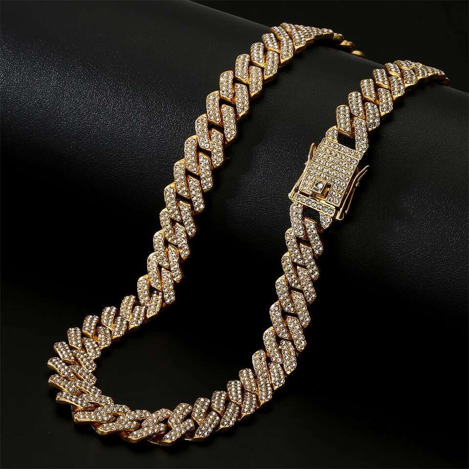 ZAKOL Hip Hop Iced Out Bg Necklace For Men Women 13mm Width Miami Cuban Chain Necklaces Fashion Jewelry