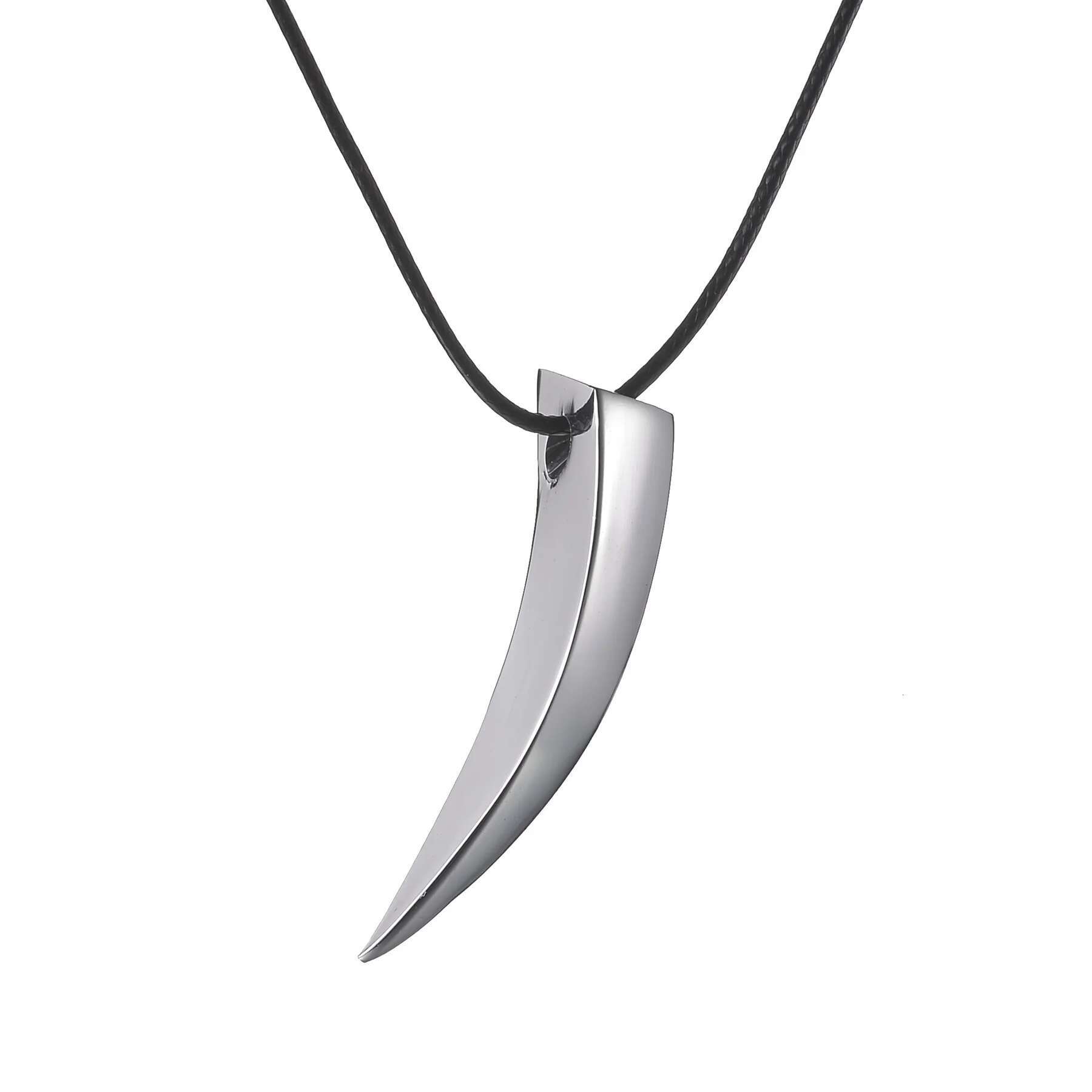 Punk Hip Hop Stainless Steel Crescent Spike Pendant Men Women Fashion Wolf Tooth Chain Necklace Jewelry
