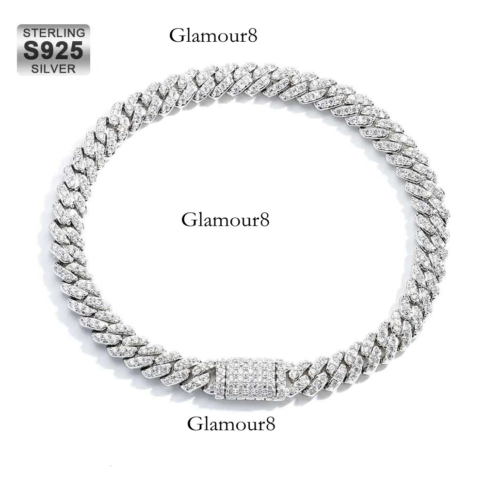 Waterproof 6mm Cuban k Chain Sterg Sier Iced Out Single Rows 5A CZ Light Thin Necklace Women Gift