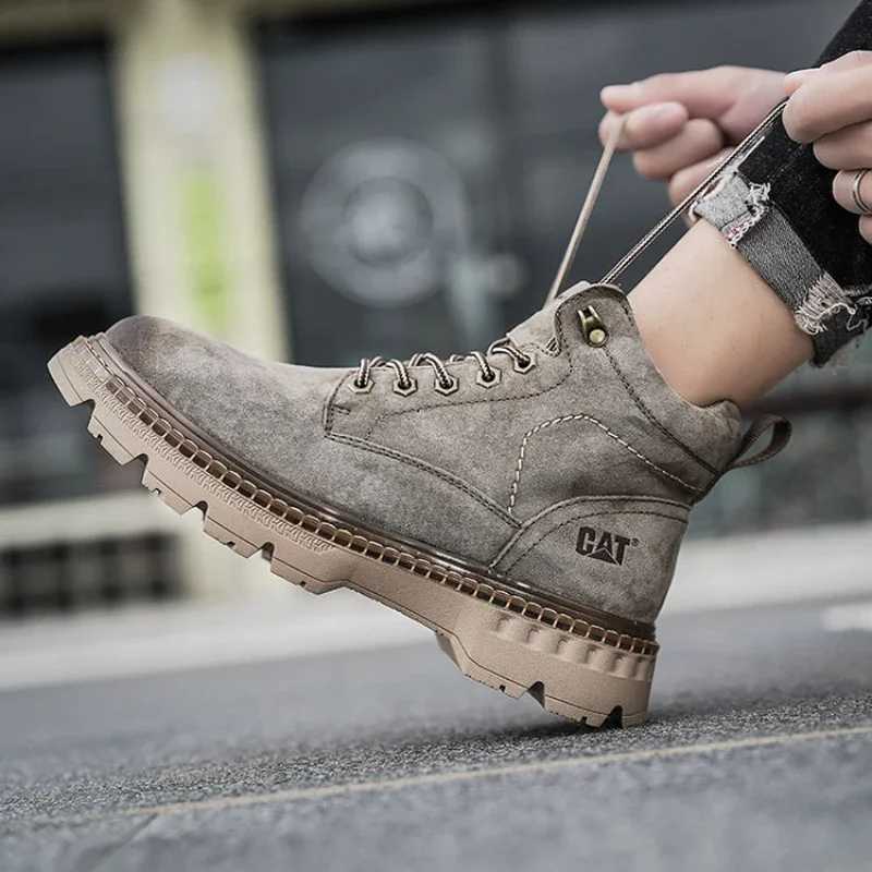 High quality mens boots genuine leather mens hiking boots new comfortable soft and wear-resistant mens platform shoes Botas Para Hombre Z250303