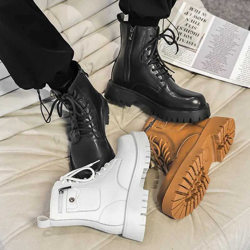 2024 Trend Men Boots Sneakers Outdoor Fashion High Top Wholesale Punk Shoes for Men Casual Leather Street Style Ankle Boots Men Z250303