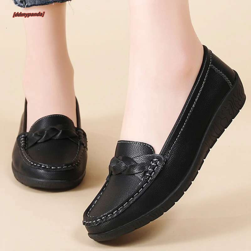 Soft Leather Women's Loafer 2025 New Flats Slip On Casual Flat Shoes Women White Footwear atos De Mujer #ddmypanda