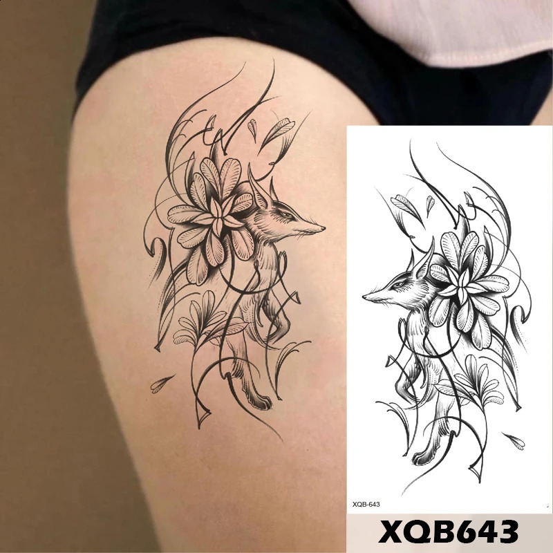 Long Lasting Butterfly Wolf Totem Black Waterproof Temporary Tattoo Body Art Arm Sticker for Women Men and Girl 250219