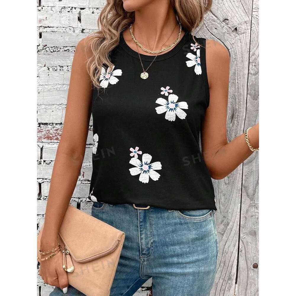 New Urban 2025 Street Fashion Crew-neck Summer Daily Casual Women's Tank Top wer Print Sleeveless T-shirt
