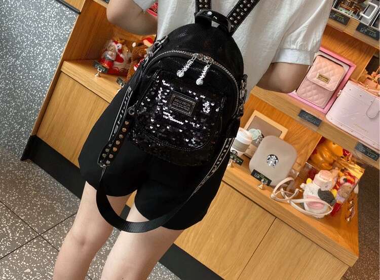 Women's Bags Ita Pack Sequines Women's Rivet Designer Mini Backpack Women Shoulder Bolsos Travel School Bag Mochila